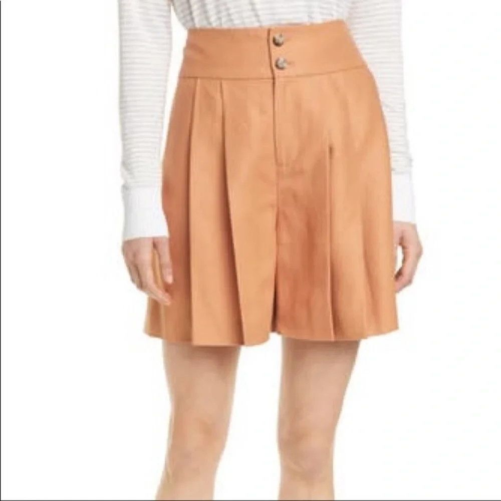 Club Monaco High Waist Linen Shorts Women's Size 4 Beige Solid Plated Pockets